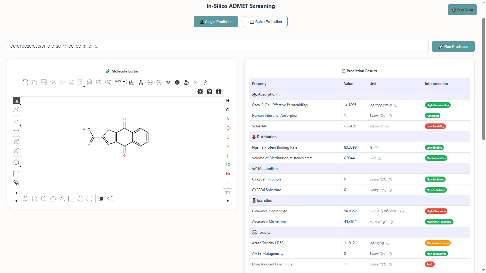 ADMET-Vault in-silico ADMET screening interface